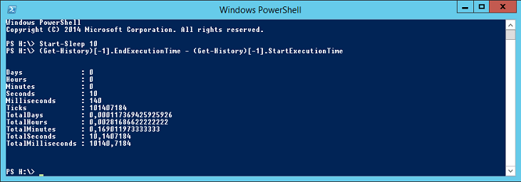 Durée d'exécution de la dernière commande en PowerShell