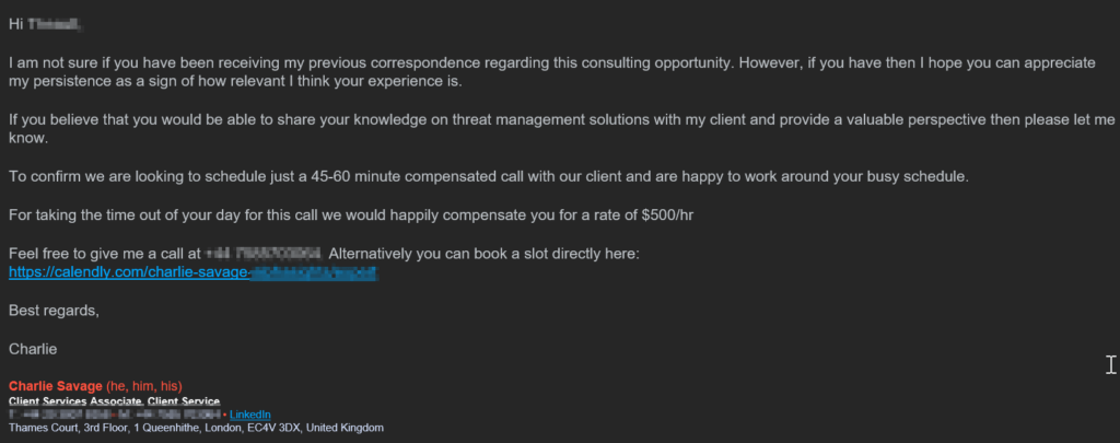 Paid interviews exemple