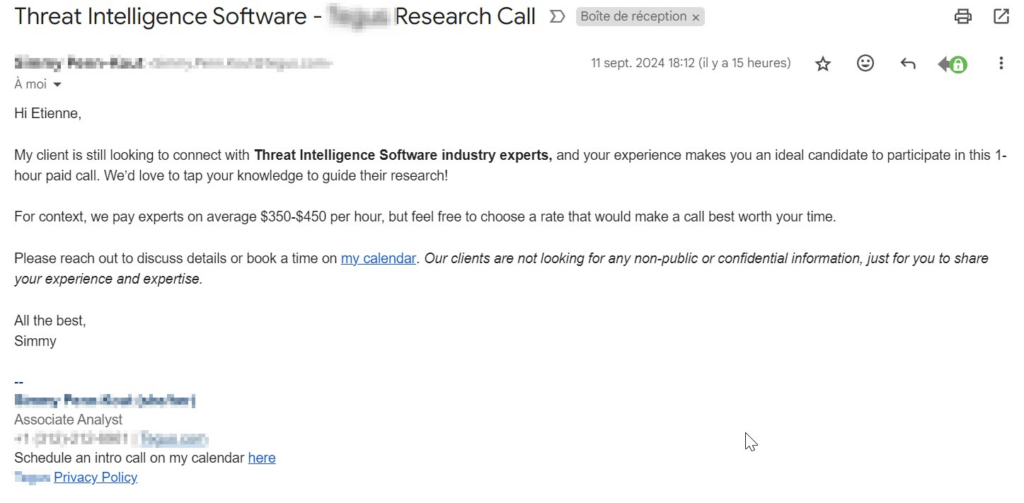 Paid interviews exemple